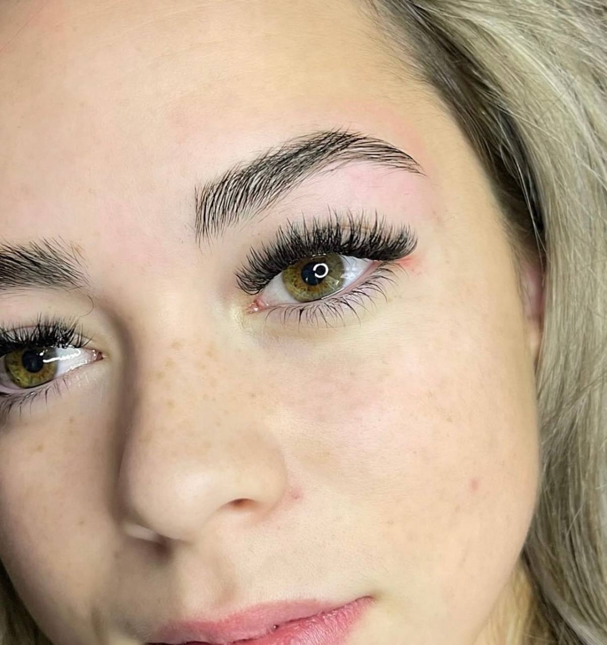 Lash extension results — green eyes